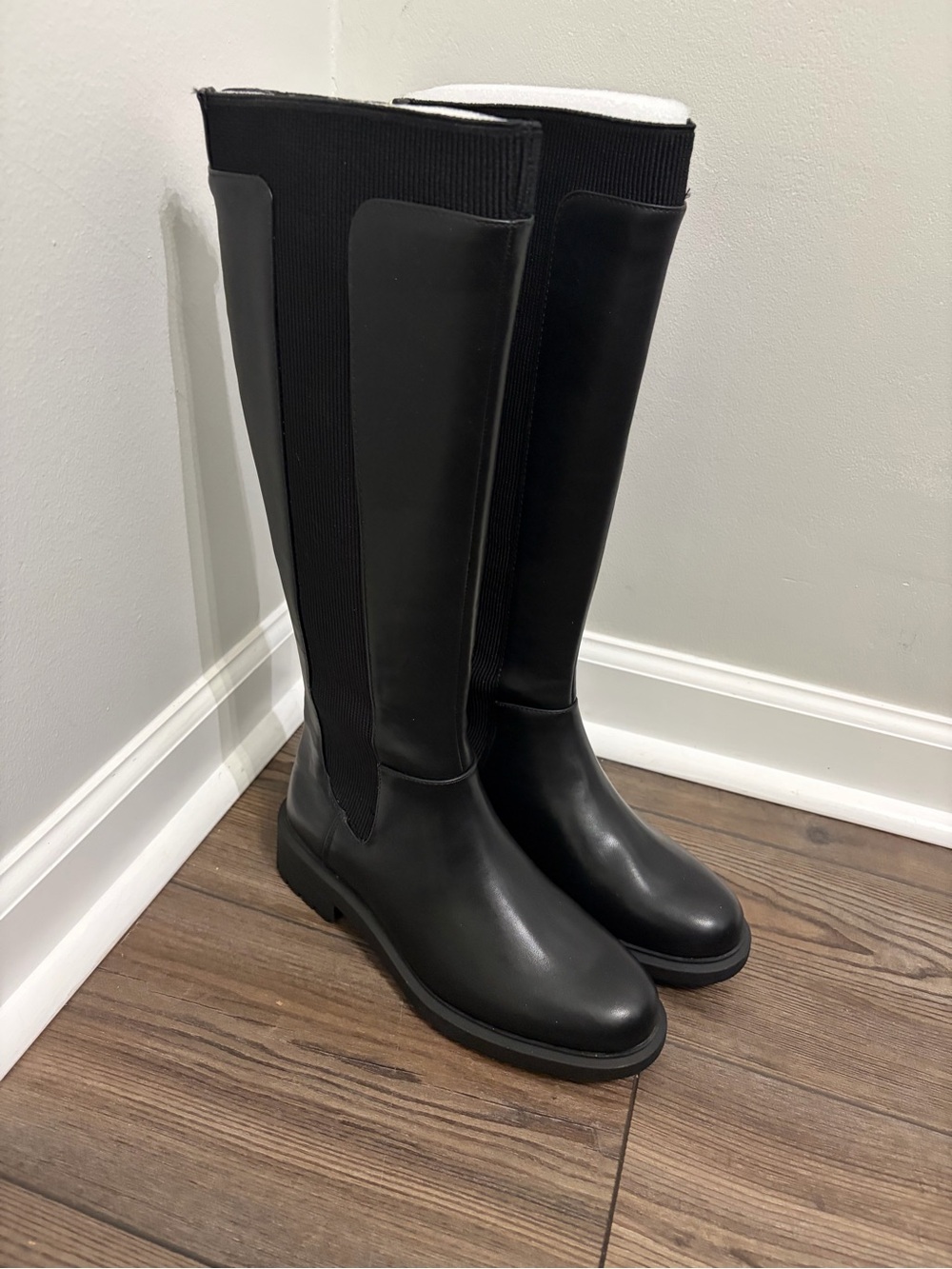 Women's Black Over-the-Knee Stretch Panel Boots
